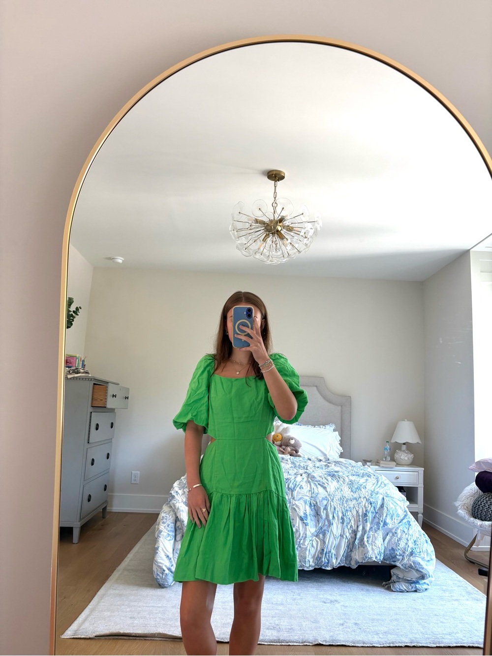 Lilly Pulitzer Bright Green Puff-Sleeve Midi Dress